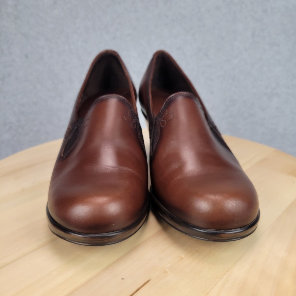 Dansko Beth Pumps Women 37 Brown Leather Block Heel Floral Slip On 3303787800 - Picture 4 of 10